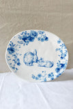 oval blue floral rabbit platter
