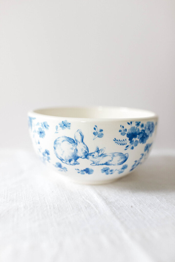 blue floral rabbit bowl