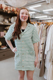 green and white stripe summer mini dress