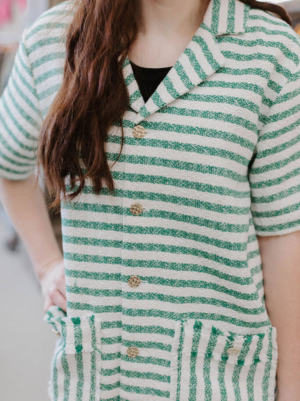 green and white stripe summer mini dress