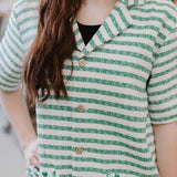green and white stripe summer mini dress