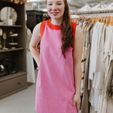 pink and red retro look mini dress