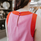 pink and red retro look mini dress