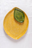 Stoneware Lemon Shaped Platter with Leaf Dish