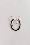silver bow hair tie