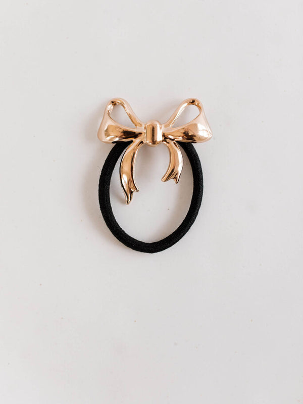 gold bow hair tie