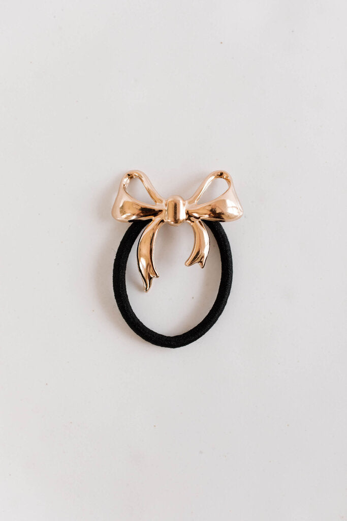 gold bow hair tie