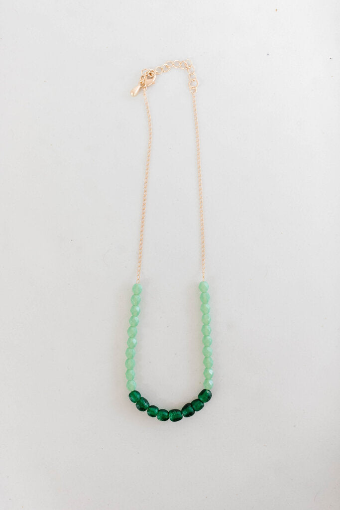 mixed green African bead necklace
