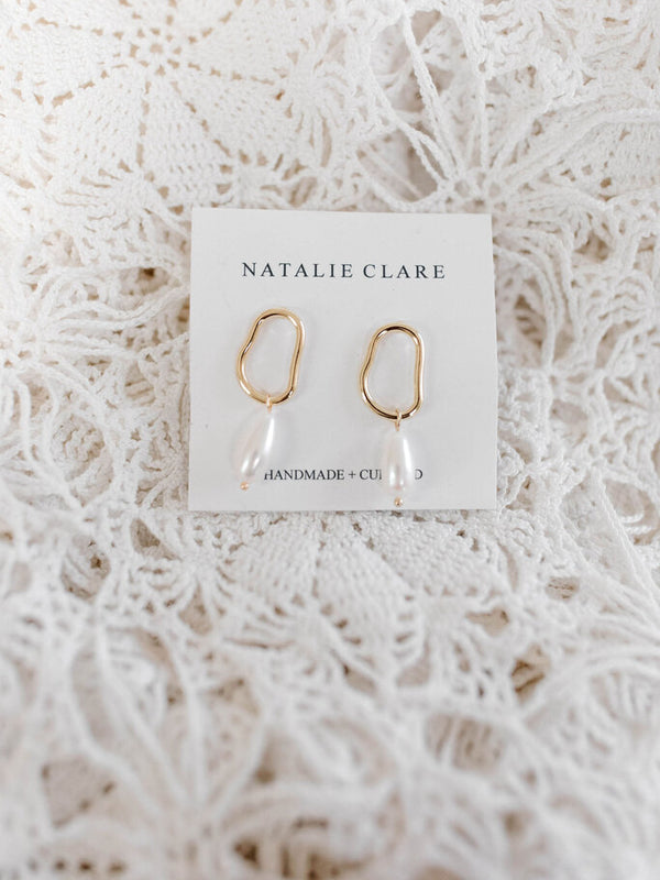 abstract pearl earrings