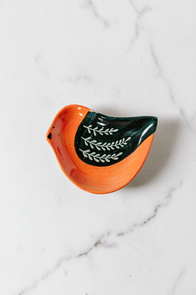 red bird trinket dish