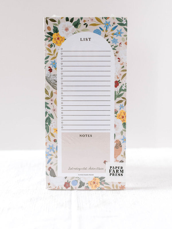 Chickens & Flowers Market List Notepad