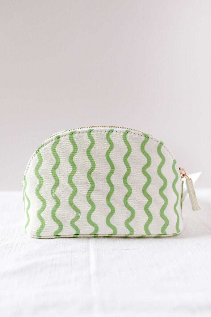 striped cosmetic bag