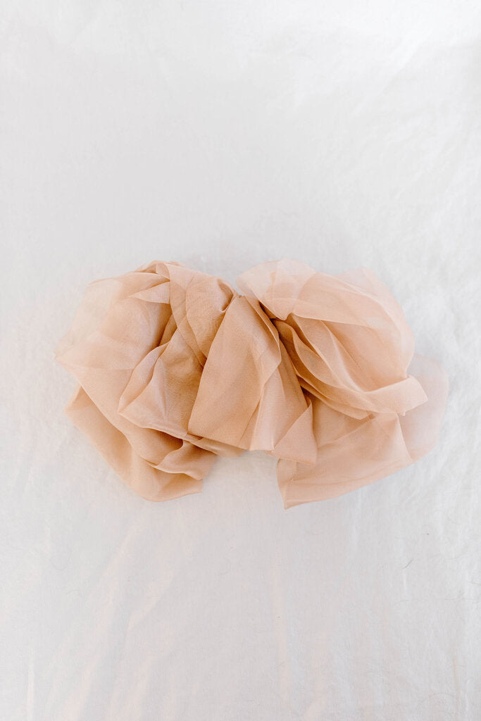 tan chiffon bow hair clip