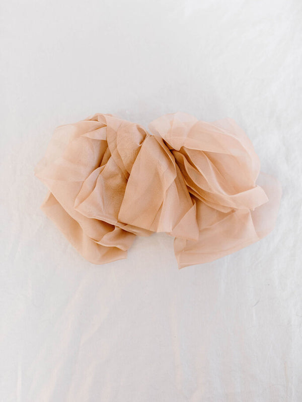 tan chiffon bow hair clip