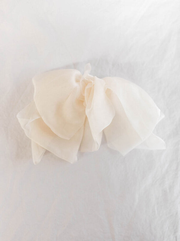 cream chiffon bow hair clip