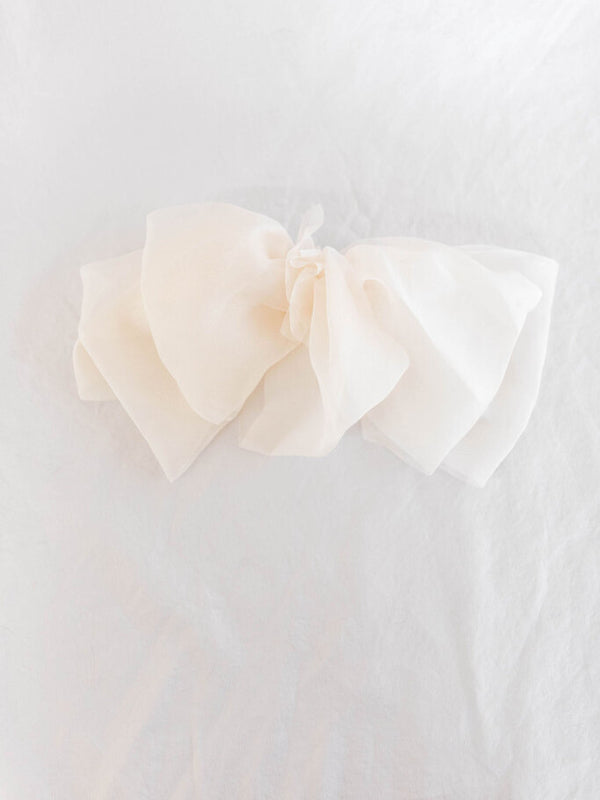 cream chiffon bow hair clip