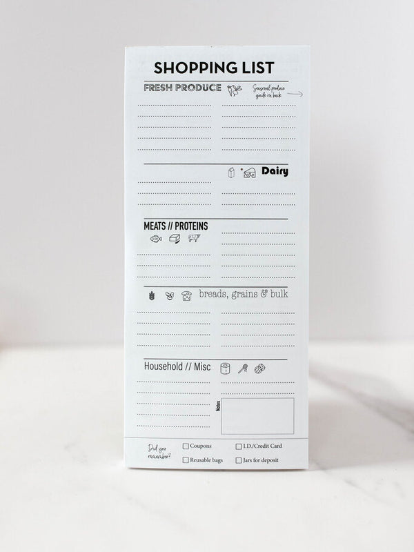 shopping list note pad