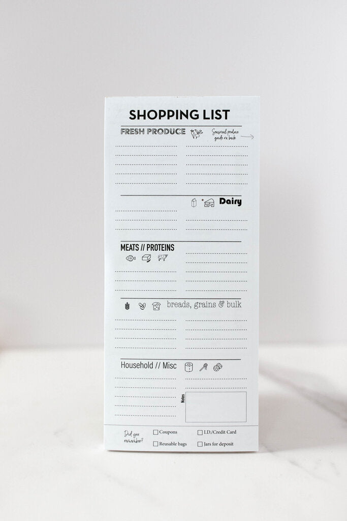 shopping list note pad