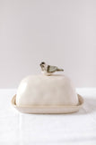 Stoneware Butter Dish with Perched Bird