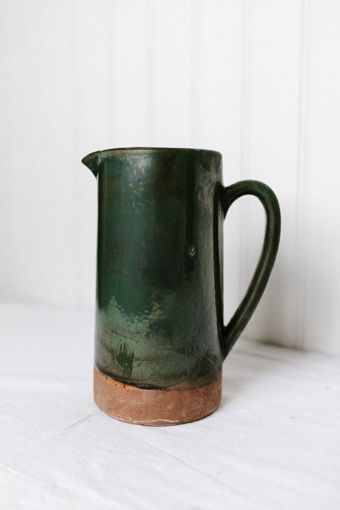 Aged Olive Drip glazed Pitcher