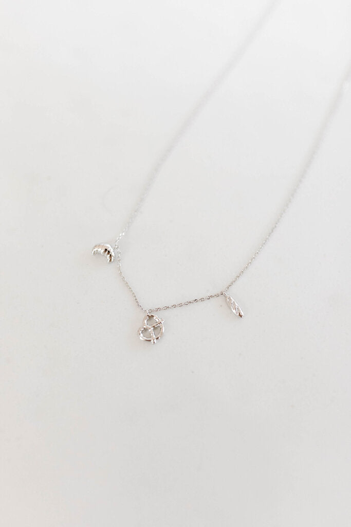 silver dip bread necklace