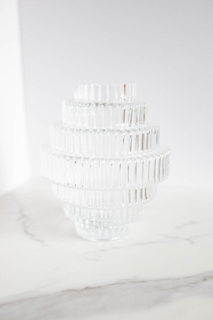 Clear Tower Shaped Glass Vase