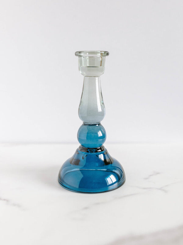 Blue Glass Taper Holder