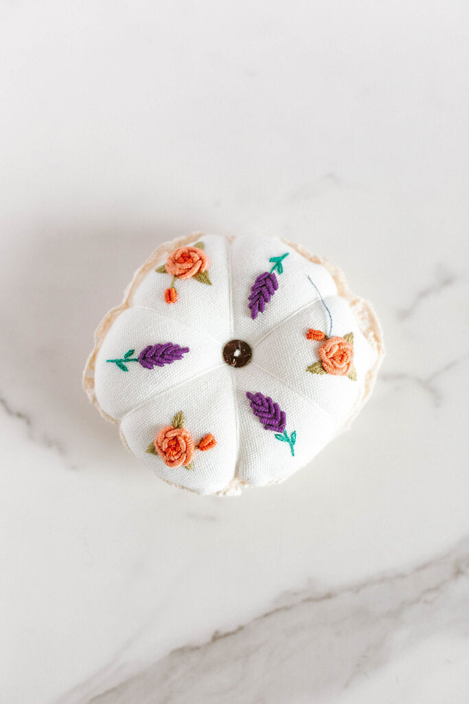 rose and lavender pincushion