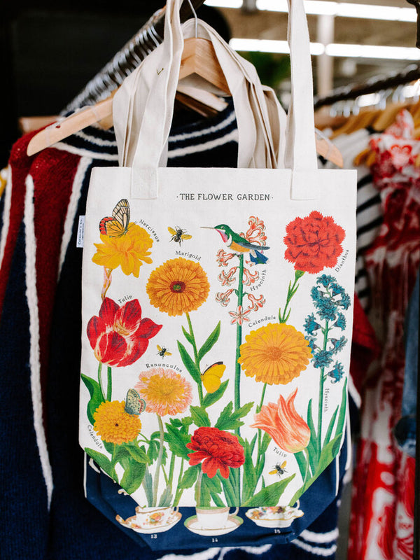 flower garden canvas tote