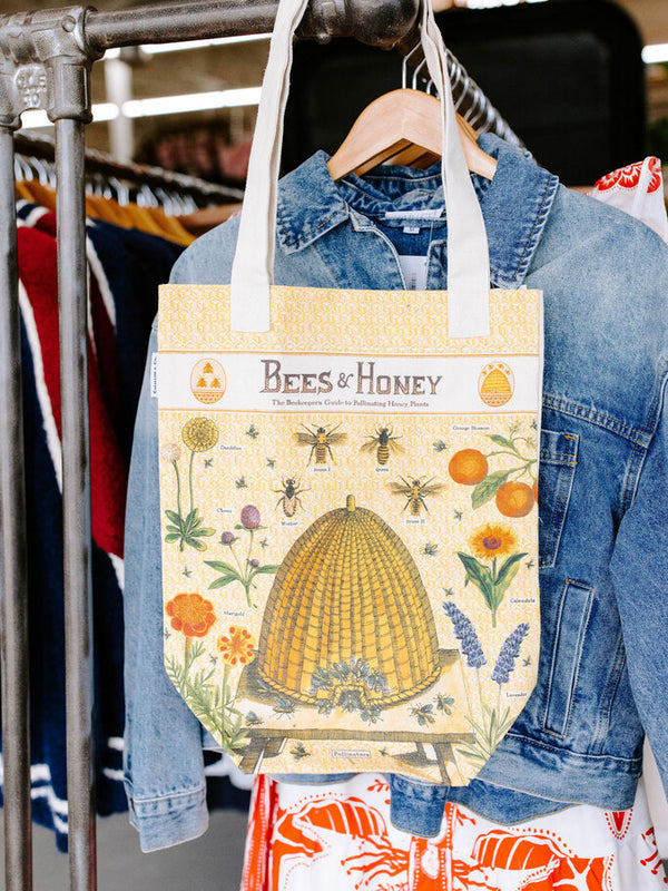 bees and honey canvas tote