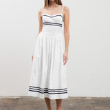 ivory spaghetti strap smocked midi dress