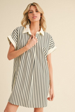 ivory and black striped dress