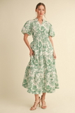 green safari print dress