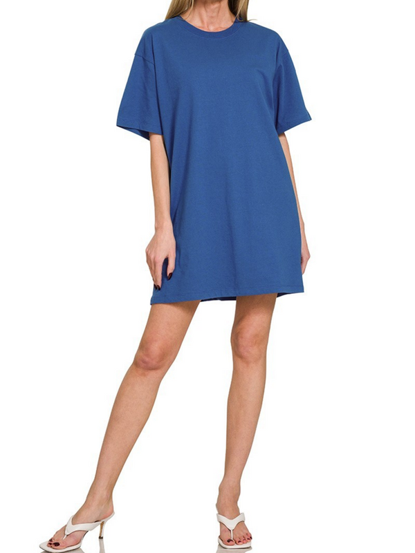 light navy round neck T-shirt dress