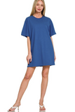 light navy round neck T-shirt dress