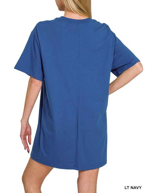 light navy round neck T-shirt dress