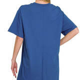 light navy round neck T-shirt dress