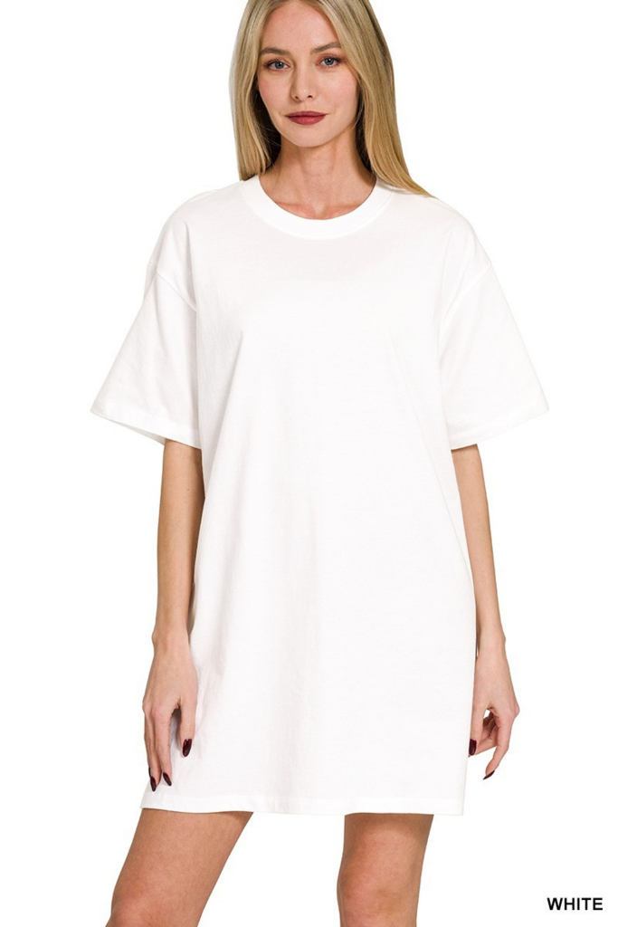 white round neck T-shirt dress