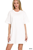 white round neck T-shirt dress