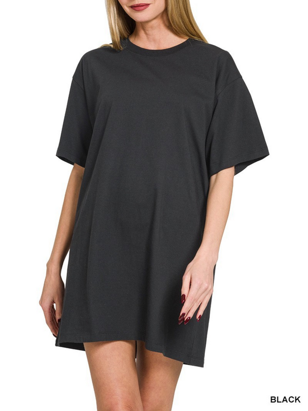 black round neck T-shirt dress