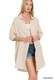 sand beige double gauze button down shirt dress
