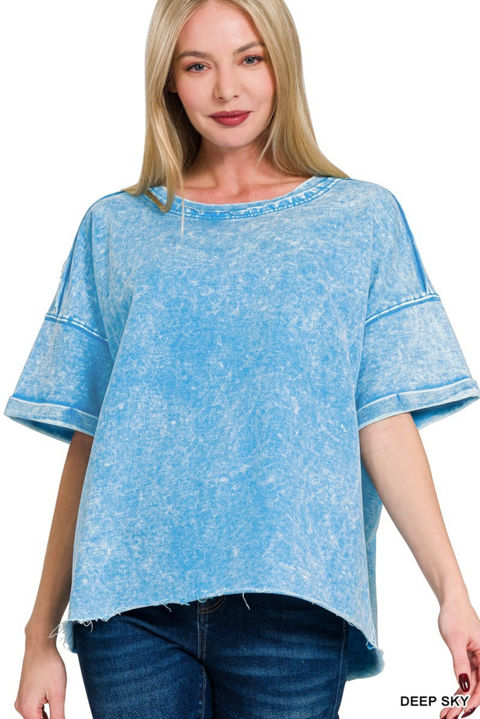 deep sky french terry acid washed tee