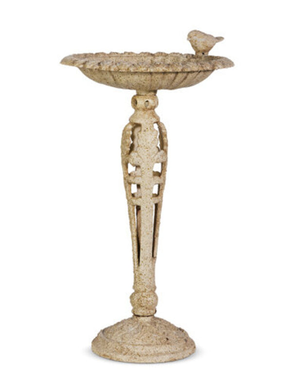19" white wash bird bath