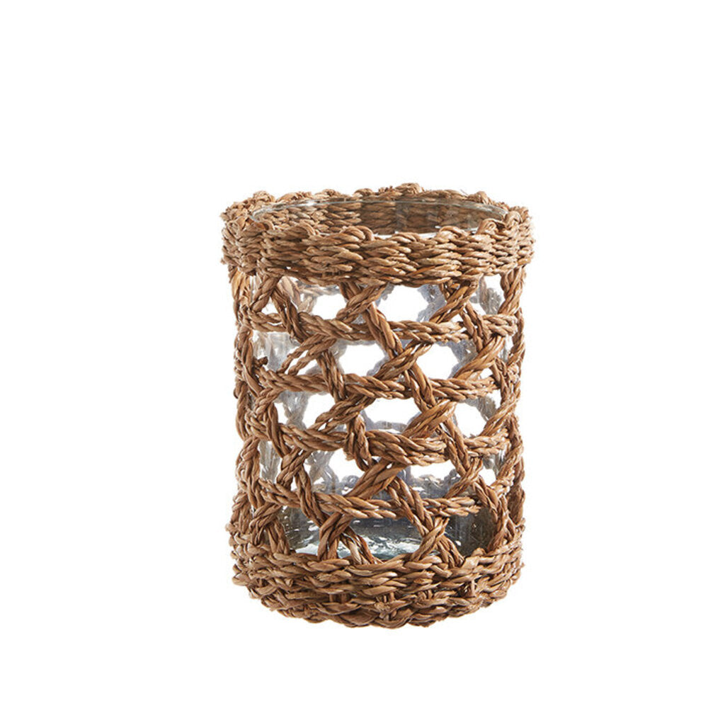 Small Seagrass Hurricane with Glass Insert