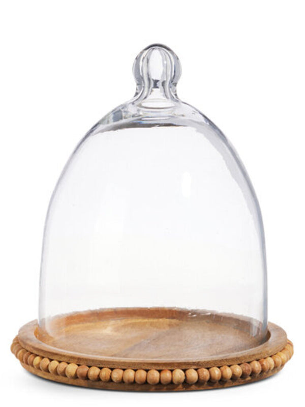 8.75" wooded bead tray with cloche