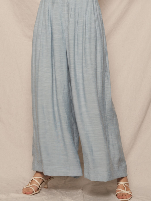 light blue Pleated Wide Leg Pants