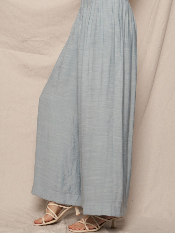 light blue Pleated Wide Leg Pants