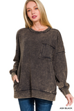 ash black front pocket pullover