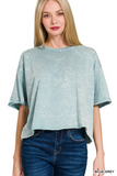 blue gray crinkle washed oversized tee