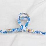 blue toile oval hair claw
